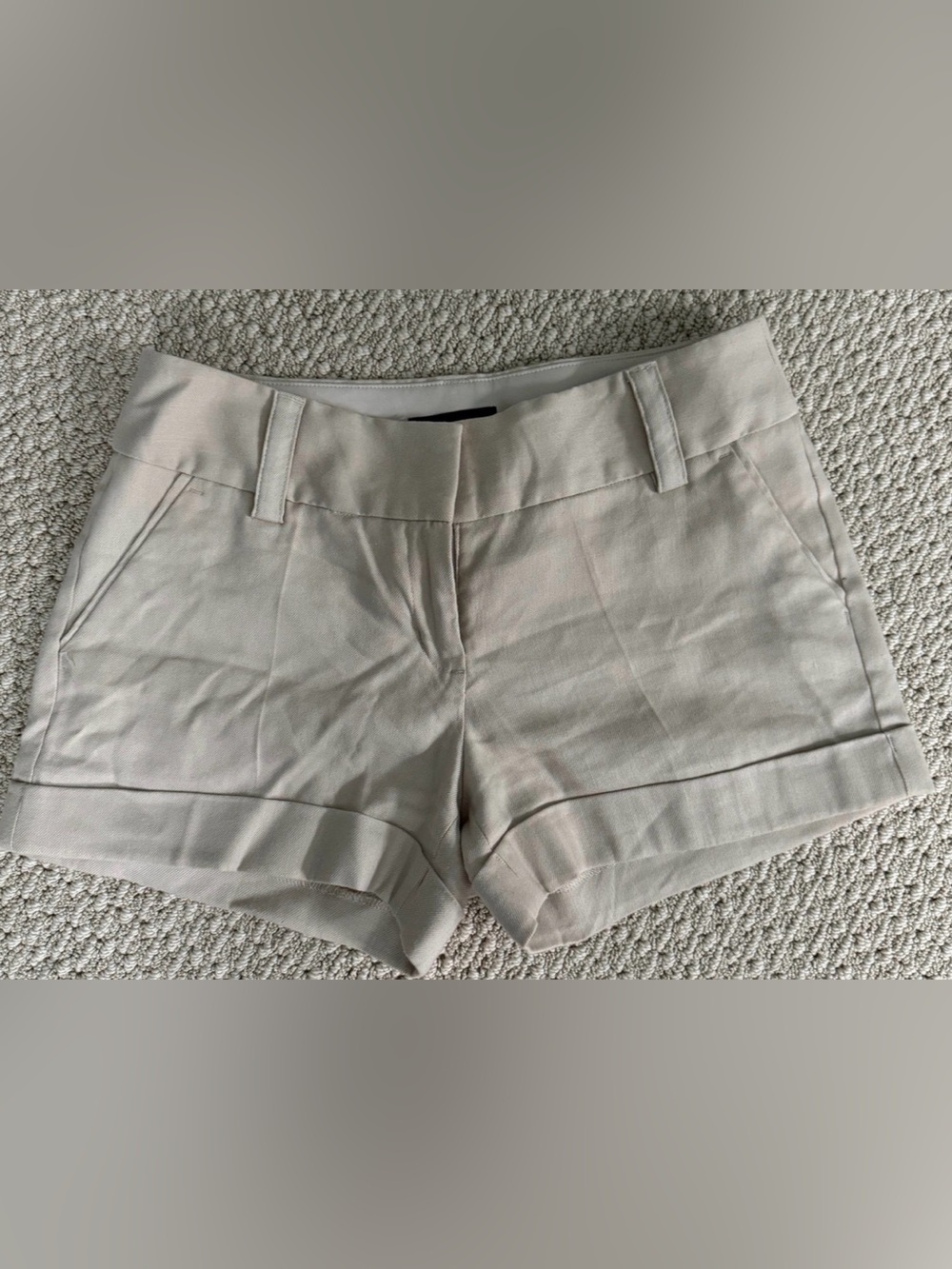 Express Cream Tailored Cuffed Dress Shorts